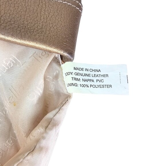 Tignanello Metallic Pebbled Leather Shoulder Bag Gold Silver Bronze Zip With Tag - Picture 13 of 13